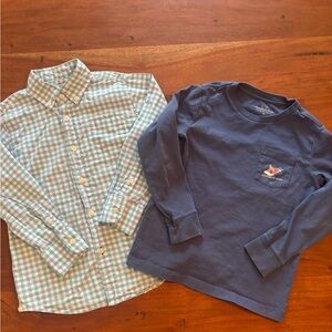 Vineyard Vines Blue Long Sleeve and Crewcuts Plaid Kids Button Down Shirt Bundle